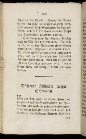 Rührende Geschichte zweyer Schwestern.