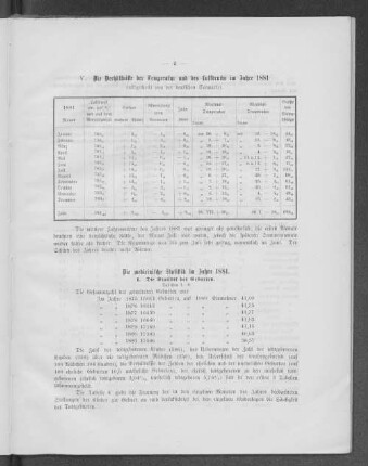 Die medicinische Statistik im Jahr 1881.