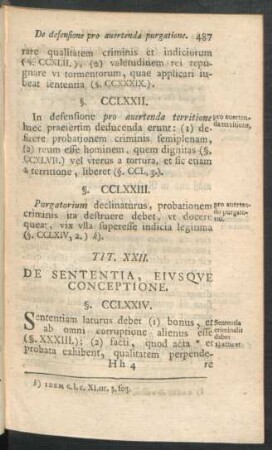 Tit. XXII. De Sententia, Eiusque Conceptione