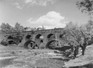 Rothenburg ob der Tauber, Tauberbrücke : Rothenburg ob der Tauber. Blick zur Tauberbrücke (Doppelbrücke)