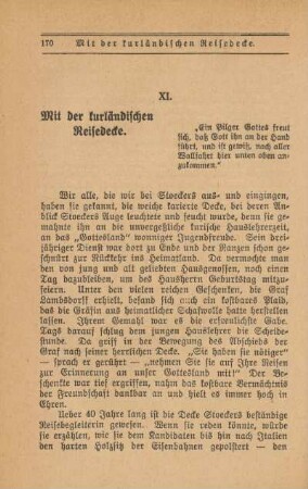 XI. Mit der kurländischen Reisedecke
