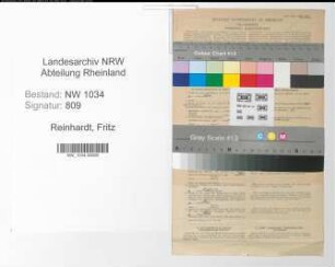 Entnazifizierung Fritz Reinhardt , geb. 10.02.1904 (Oberinspektor)