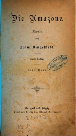 Die Amazone : Novelle von Franz Dingelstedt. 1