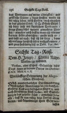 Sechste Tag-Reiß. Dem H. Joseph / Christi Nähr-Vatter / zu widmen.
