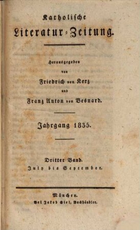 Katholische Literatur-Zeitung, 26,3. 1835 = Juli - Sept.