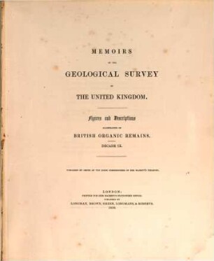 Memoirs of the Geological Survey of Great Britain, and of the Museum of Practical Geology in London. [12,9.] 1858