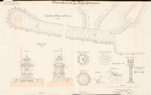 Westmole am Außenhafen, Emden: Aufsicht 1:100, Hafenlicht: Ansicht, Schnitte, Details 1:50, 1:10