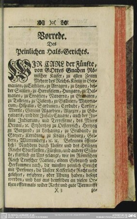 Vorrede. Des Peinlichen Hals-Gerichts