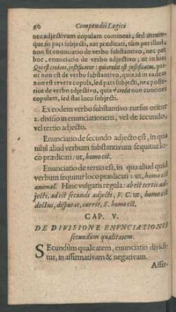 Caput V. De Devisione Enunciationis secundum qualitatem.