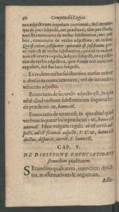 Caput V. De Devisione Enunciationis secundum qualitatem.