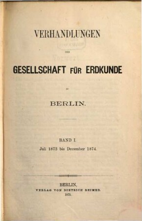 Verhandlungen. 1. 1873/74