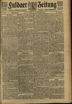 Erste Ausgabe vom Dienstag, den 22. November 1910.