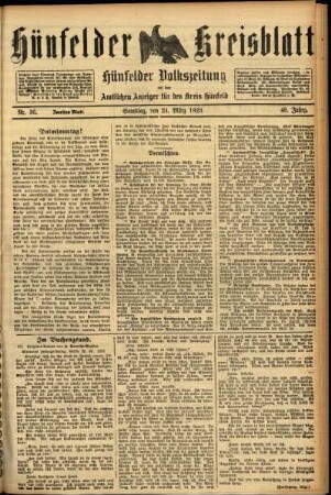 Zweite Ausgabe vom Samstag, den 24. März 1923.