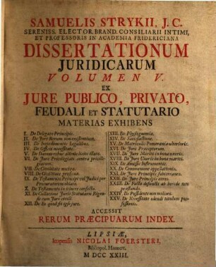 Dissertationum Juridicarum De Selectis Utriusque Juris Materiis, 5