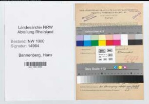 Entnazifizierung Hans Bannenberg, geb. 07.05.1906 (Maschinist)