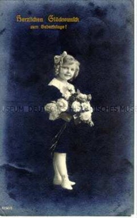 Glückwunschkarte zum Geburtstag mit Blumenmädchen