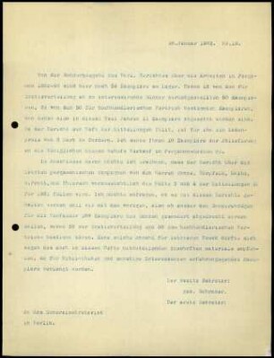 Bericht des zweiten Sekretars an das General-Sekretariat