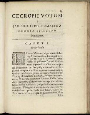Caput I. Operis Occasio
