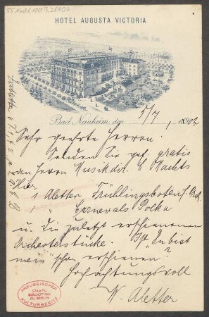 Brief an B. Schott's Söhne : 05.07.1902