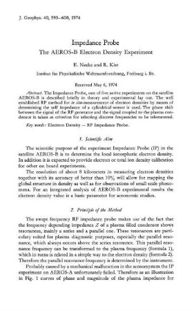 Impedance probe. The AEROS-B electron density experiment