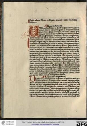 Epistole beati Thome de Aquino probreves et utiles incipiunt foeliciter.