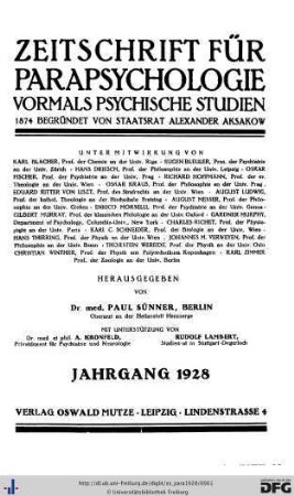 3=55: Zeitschrift für Parapsychologie