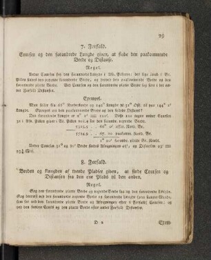 8. Forfald. Breden og Laengden af tvende Pladser given, at finde Coursen og Distansen fra den ene Plads til den anden.