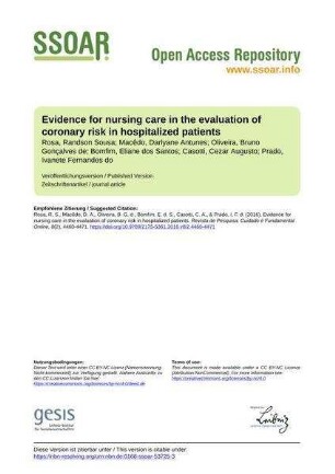 Evidence for nursing care in the evaluation of coronary risk in hospitalized patients
