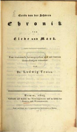Gert's van der Schüren Chronik von Cleve und Mark