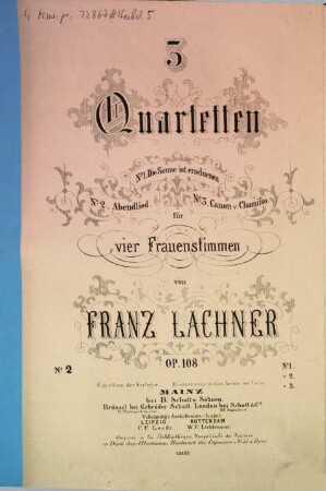 3 Quartetten : für 4 Frauenstimmen : op. 108, No. 2. Abendlied