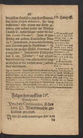 Folget hierauff der IV. Hauptpunct.