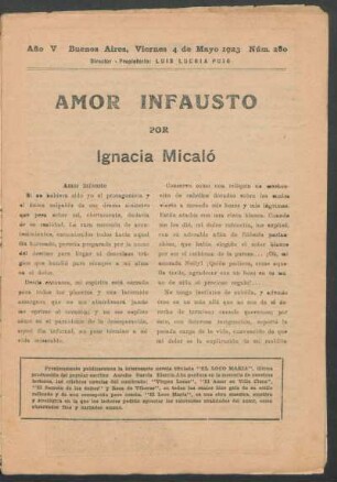 Amor infausto [Parte única]