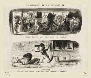 Le Conducteur, Blatt 3 der Folge "Les Supplices de la Civilisation", in: "Le Charivari", Paris 1853