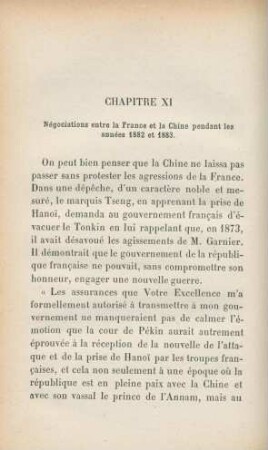 Chapitre XI. Négociations entre la France et la Chine pendant les années 1882 et 1883