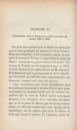 Chapitre XI. Négociations entre la France et la Chine pendant les années 1882 et 1883