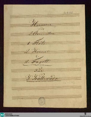 Wind music - Don Mus.Ms. 939 : cl (2), fl, cor (2), fag (2); E|b; StrK WoO 3.19