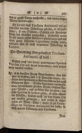 Die Bereitung eben gedachter Tinctura Antimonii ist diese: