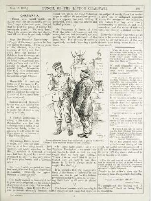 Tommy (home on leave, to ex-soldier who is giving his theories). "Garn! Yer talking through yer chapeau"