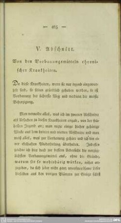 V. Abschnitt. Von den Vorbauungsmitteln chronischer Krankheiten