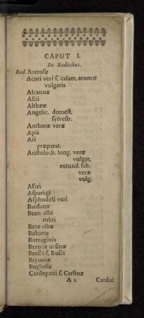 Caput I. De Radicibus.