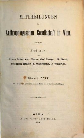Mitteilungen der Anthropologischen Gesellschaft in Wien : MAG. 7. 1878