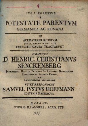 Iura egressus e potestate parentum germanica ac romana