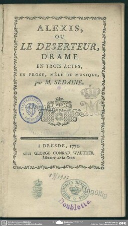 Alexis, Ou Le Deserteur : Drame En Trois Actes, En Prose, Mêlé De Musique