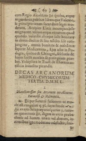 Decas Arcanorum Medico-Chymicorum Tertia