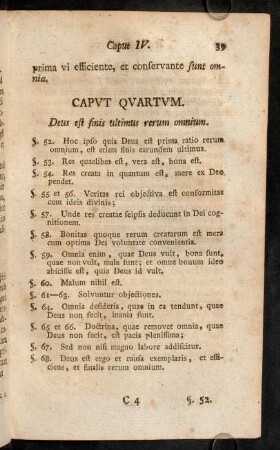 39-60, Caput Quartum. Deus est finis ultimus rerum omnium.