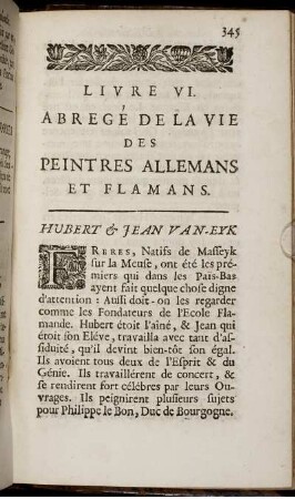 Livre VI. Abregé de la Vie des Peintres Allemans et Flamans