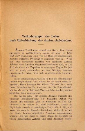 Ueber Veränderungen der Leber nach Unterbindung des ductus choledochus