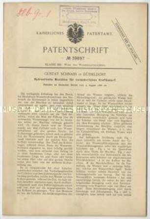 Patentschrift einer hydraulischen Maschine für veränderlichen Kraftbedarf, Patent-Nr. 39897