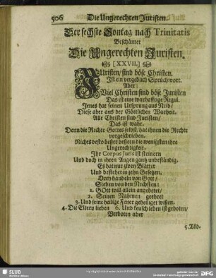 Der sechste Sontag nach Trinitatis Beschämet Die Ungerechten Juristen