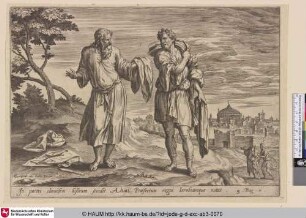 [Jerobeam und der Prophet Ahija zerreißen Ahijas neue Gewänder in zwölf Stücke; Jeroboam and the Prophet Ahijah Renting his new Garment in twelve Pieces]